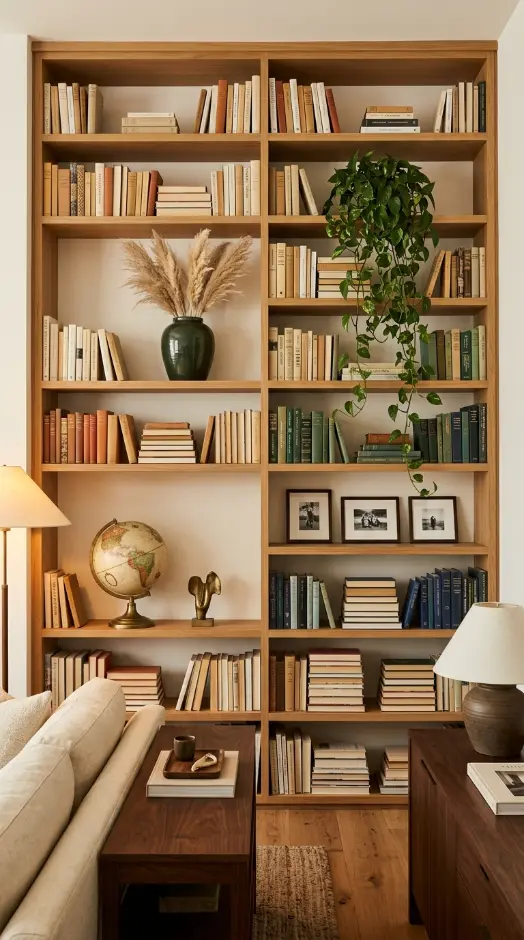 28 Wall Decor Ideas That Transform Every Blank Surface 20 20. Built-In Bookshelf as Feature Wall