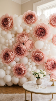 20 DIY Spring Party Decor Ideas Paper Flower Balloon Wall 20 20. DIY Spring Balloon and Paper Flower Outdoor Garden Party Wall