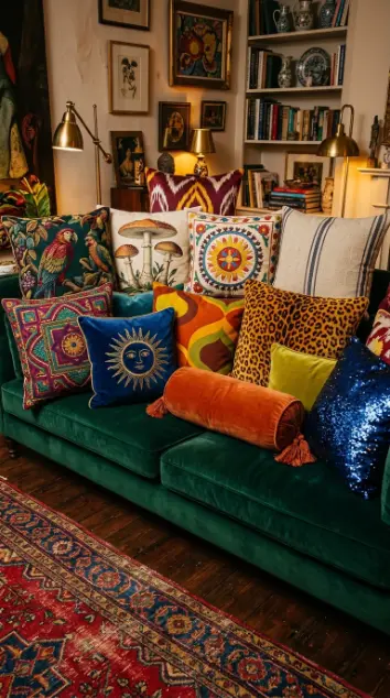 20 Funky Throw Pillows Ideas That Actually Make a Statement 20 20. The Ultimate Maximalist Pillow Stack — All Together