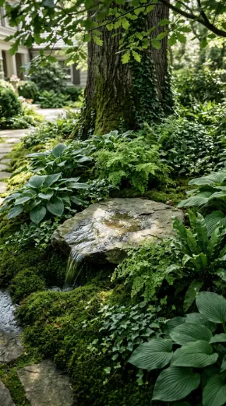 26 Front Yard Landscaping Ideas Luxury Water Feature Style 21 21. Under-Tree Shade Garden With Hidden Spring Feature