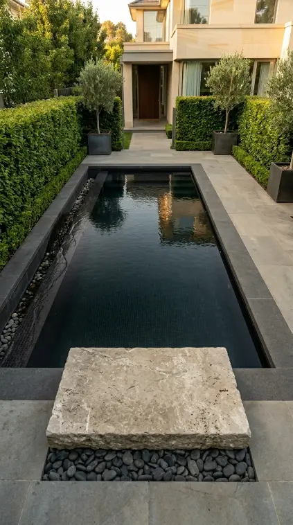 26 Front Yard Landscaping Ideas Luxury Water Feature Style 22 22. Infinity Edge Plunge Pool as Front Yard Feature