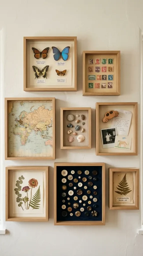 28 Wall Decor Ideas That Transform Every Blank Surface 22 22. Shadow Box Collection Wall