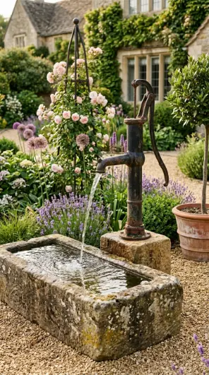 26 Front Yard Landscaping Ideas Luxury Water Feature Style 24 24. Hydraulic Ram Pump Feature With Heritage Aesthetic