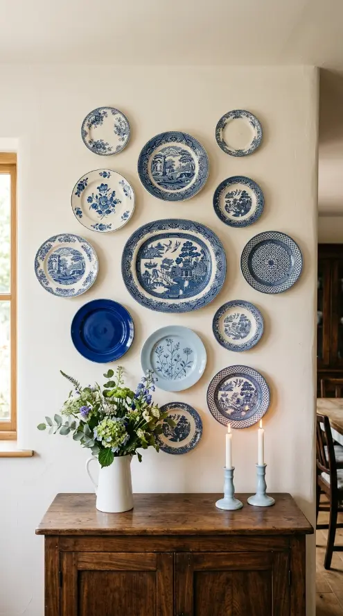 28 Wall Decor Ideas That Transform Every Blank Surface 24 24. Plate Wall — Vintage or Decorative Ceramics