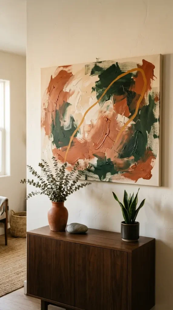 28 Wall Decor Ideas That Transform Every Blank Surface 25 25. Abstract Painted Wall Panel — DIY Art