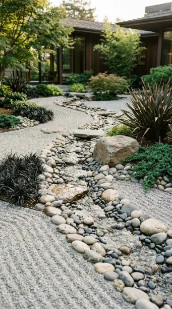 26 Front Yard Landscaping Ideas Luxury Water Feature Style 25 25. Zen Dry Stream With Occasional Water Flow Feature