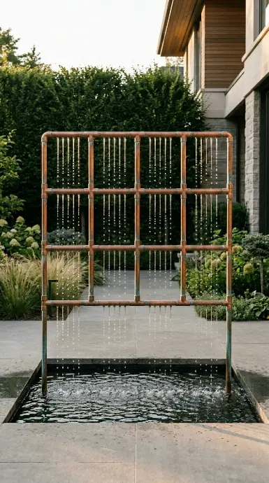26 Front Yard Landscaping Ideas Luxury Water Feature Style 26 26. Copper Pipe Grid Water Wall Feature