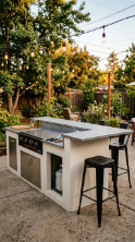18 Easy Outdoor Kitchen DIY Ideas Blackstone Griddle Station 4 4. Blackstone Station With Bar Height Counter and Guest Seating
