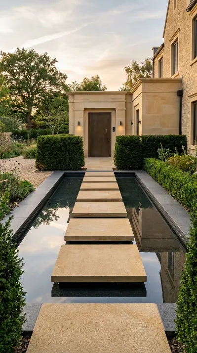 26 Front Yard Landscaping Ideas Luxury Water Feature Style 4 4. Floating Stone Stepping Stones Over Shallow Water Basin