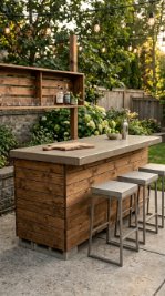 18 Easy Outdoor Kitchen DIY Ideas Pallet Wood Bar Grill 4 4. Pallet Wood and Cinder Block Hybrid Bar