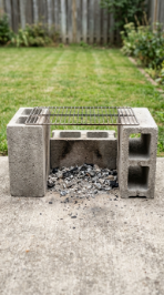18 Easy Outdoor Kitchen DIY Ideas Cinder Block Grill Station 4 4. Ultra-Simple Three-Block Dry-Stack Charcoal Grill