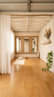 18 Coastal Home Gym Inspiration Garage Conversion Ideas 5 5. Coastal Yoga and Stretching Studio Garage Conversion