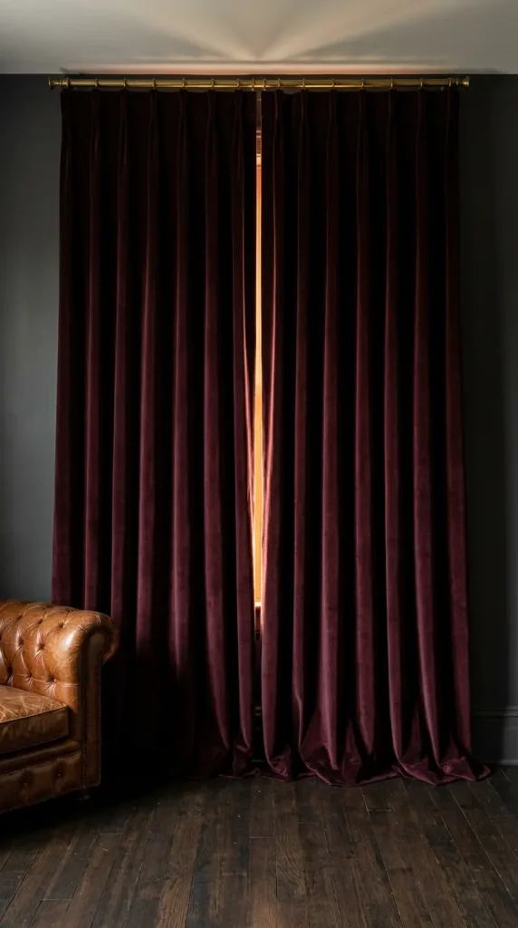 20 Quirky Home Decor Curiosity Cabinet Dark Office 5 5. Install Dark Velvet Curtains From Ceiling to Floor