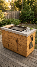 18 Easy Outdoor Kitchen DIY Ideas Blackstone Griddle Station 5 5. Pallet Wood Blackstone Station With Tile Countertop