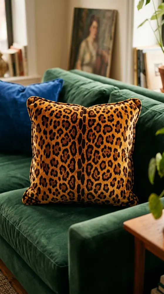 20 Funky Throw Pillows Ideas That Actually Make a Statement 5 5. Velvet Leopard Print Pillow