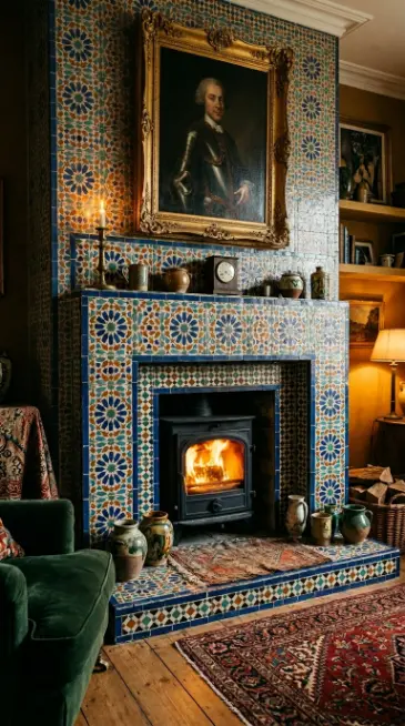 24 Eclectic Quirky Home Decor Ideas 8 8. Bold Maximalist Tile in Unexpected Spaces