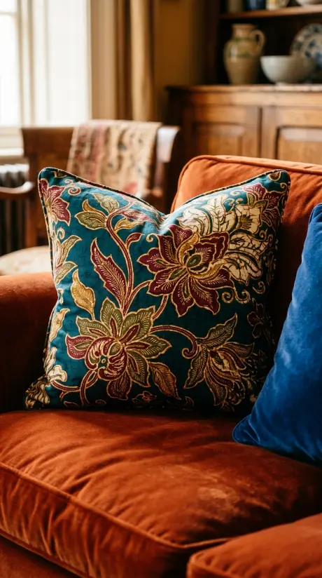 20 Funky Throw Pillows Ideas That Actually Make a Statement 8 8. Vintage Batik Print Pillow