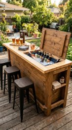 18 Easy Outdoor Kitchen DIY Ideas Pallet Wood Bar Grill 9 9. Pallet Wood Bar With Built-In Cooler Bay