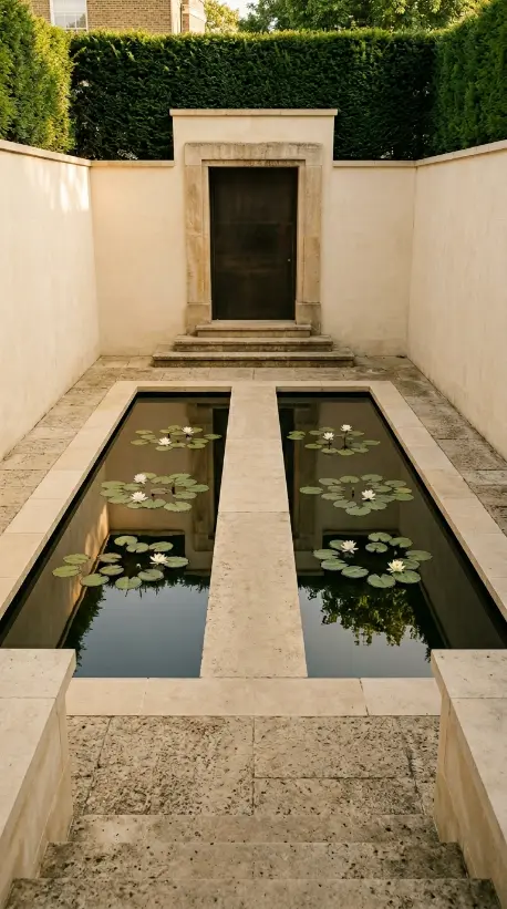 26 Front Yard Landscaping Ideas Luxury Water Feature Style 9 9. Sunken Courtyard Water Garden Entry