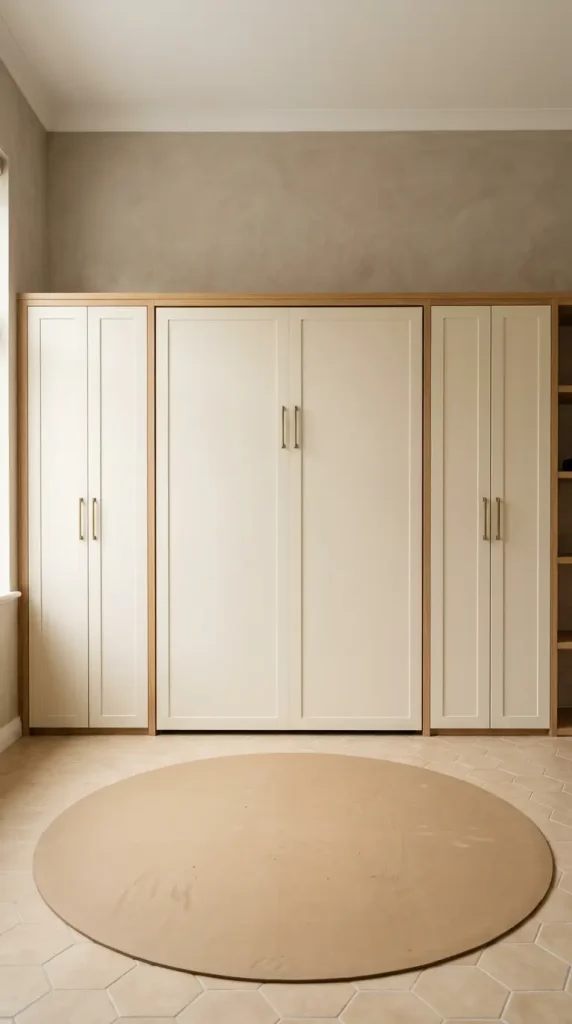 18 Warm Neutral Home Gym Studio Spare Bedroom Conversion 9 9. Warm Neutral Spare Bedroom Gym With Murphy Bed for Guest Use