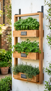 20 Herb Garden Ideas Vertical Wall Mounted Cedar Frame 1 1. Build a Classic Vertical Cedar Frame With Three Tiered Planter