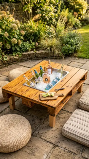 18 Pallet Table Outdoor Built-In Ice Cooler Party Table 1 1. The Classic Single Cooler Pallet Coffee Table