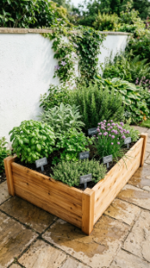 18 Herb Garden Ideas Rustic Cedar Raised Bed Outdoor 1 1.Build a Classic Rectangular Cedar Raised Herb Bed