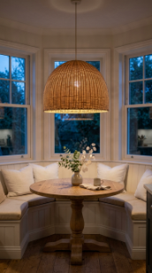 20 DIY Breakfast Nook Bay Window Wraparound Banquette 10 10. Apply Wallpaper to the Bay Alcove Back Wall