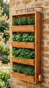 20 Herb Garden Ideas Vertical Wall Mounted Cedar Frame 10 10. Install a Cedar Frame With Copper Pipe Watering System
