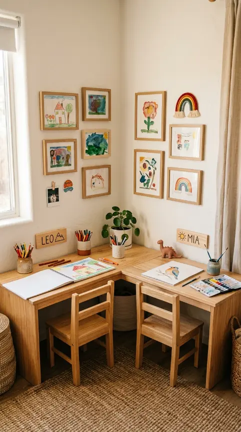 12 Kids Room Corner Decor Inspiration Art Station Creative 10 10. Shared Twin Art Station for Two Children