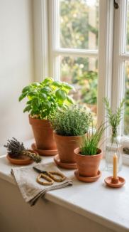 18 Herb Garden Ideas Indoor Kitchen Window Terracotta 10 10. Style a Complete Kitchen Window Herb Vignette With Terracotta and Linen