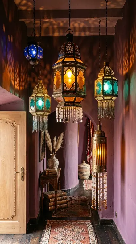 18 Bohemian Mirror Mosaic Beaded Entryway Decor Statement 11 11. Beaded and Mirrored Moroccan Lanterns as Entryway Lighting