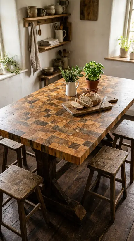 20 Rustic Wood Pallet Tables Inspiration Farmhouse Dining 11 11. Pallet Table With Butcher Block Style Top