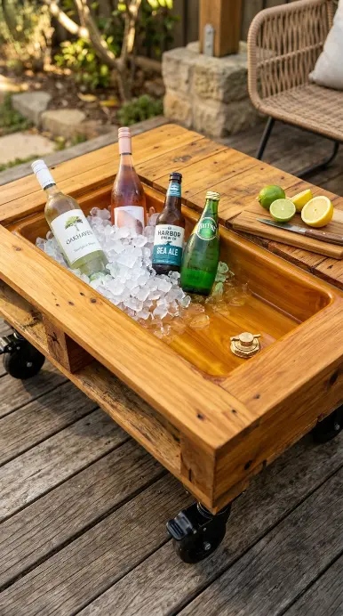 18 Pallet Table Outdoor Built-In Ice Cooler Party Table 12 12. Waterproof the Cooler Opening With Marine Epoxy for a Permanent Installation