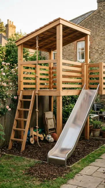 20 DIY Jungle Gym Small Space Compact Tiny Backyard 13 13. Compact Cedar Swing Frame for One — Minimal Width