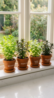 18 Herb Garden Ideas Indoor Kitchen Window Terracotta 13 13. Grow a Mint Collection in Coordinated Terracotta at the Window