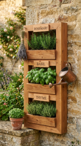 20 Herb Garden Ideas Vertical Wall Mounted Cedar Frame 13 13. Style the Cedar Frame With Handmade Herb Labels and Accessories