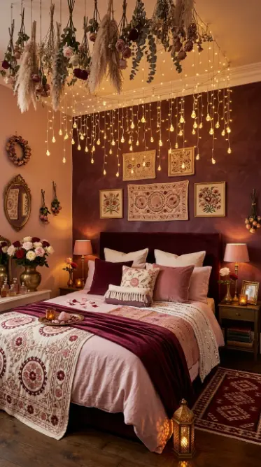 15 Bedroom Decor Colorful Blush Burgundy Romantic Style 15 15. Complete Blush Burgundy Romantic Bedroom — All Elements Together
