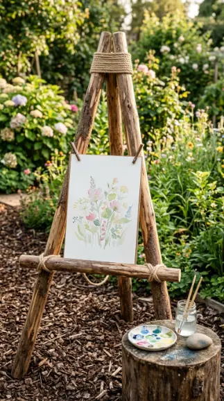 22 DIY Outside Play Area for Kids Natural Log and Stump 15 15. Natural Outdoor Art Station With Log Easel