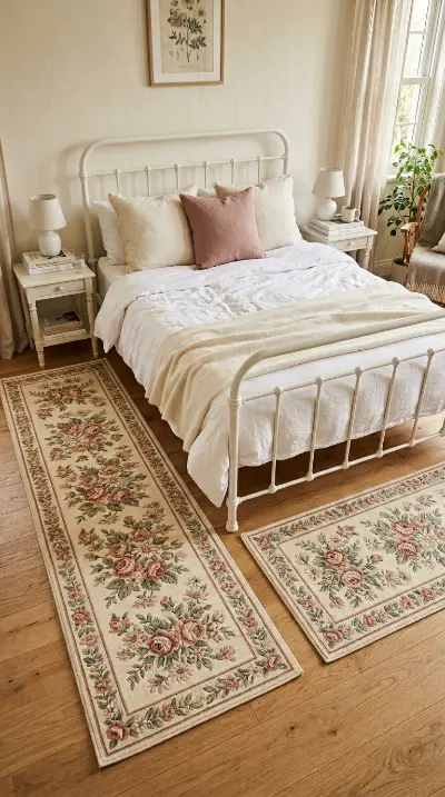 20 Cute Rugs Ideas for Bedrooms That Make You Want to Stay in Bed Forever 15 15. Small Bedside Runner Rug in Bold Pattern