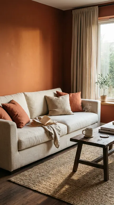 16 Living Room Decor Color Schemes Warm Terracotta Cream 15 15. Terracotta and Cream Morning Light
