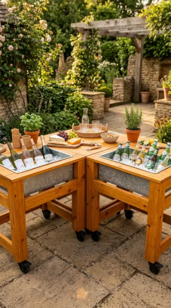 18 Pallet Table Outdoor Built-In Ice Cooler Party Table 16 16. Build a Corner L-Shaped Pallet Party Table With Ice Cooler Inserts