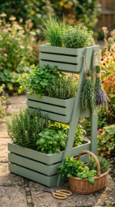 17 Herb Planter Ideas DIY Tiered Wooden Crate Stand 16 16. Tiered Crate Stand Harvest Display — End of Season