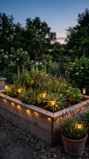 18 Herb Garden Ideas Rustic Cedar Raised Bed Outdoor 16 16.Add Solar Lanterns and Fairy Lights to the Herb Garden for Evening Atmosphere