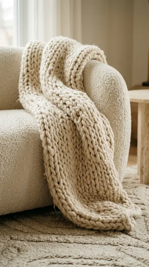 18 Minimalist Living Room Decor Ideas Warm Texture Curved 17 17. Add a Chunky Knit or Woven Throw Draped Over the Sofa Arm