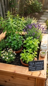 18 Herb Garden Ideas Rustic Cedar Raised Bed Outdoor 17 17.Grow a Tea Herb Garden in a Compact Cedar Raised Bed