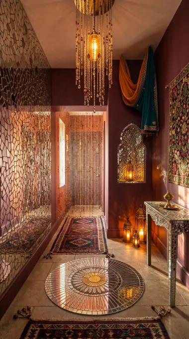 18 Bohemian Mirror Mosaic Beaded Entryway Decor Statement 18 18. Complete Bohemian Mirror Mosaic and Beaded Entryway