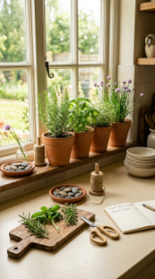 18 Herb Garden Ideas Indoor Kitchen Window Terracotta 18 18. Create a Complete Kitchen Window Herb Garden With a Potting and Harvest Corner