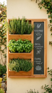 20 Herb Garden Ideas Vertical Wall Mounted Cedar Frame 19 19. Build a Cedar Frame With a Chalkboard Panel for Growing Notes