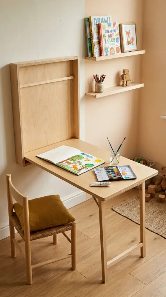 12 Kids Room Corner Decor Inspiration Art Station Creative 2 2. Wall-Mounted Fold-Down Art Desk in Corner